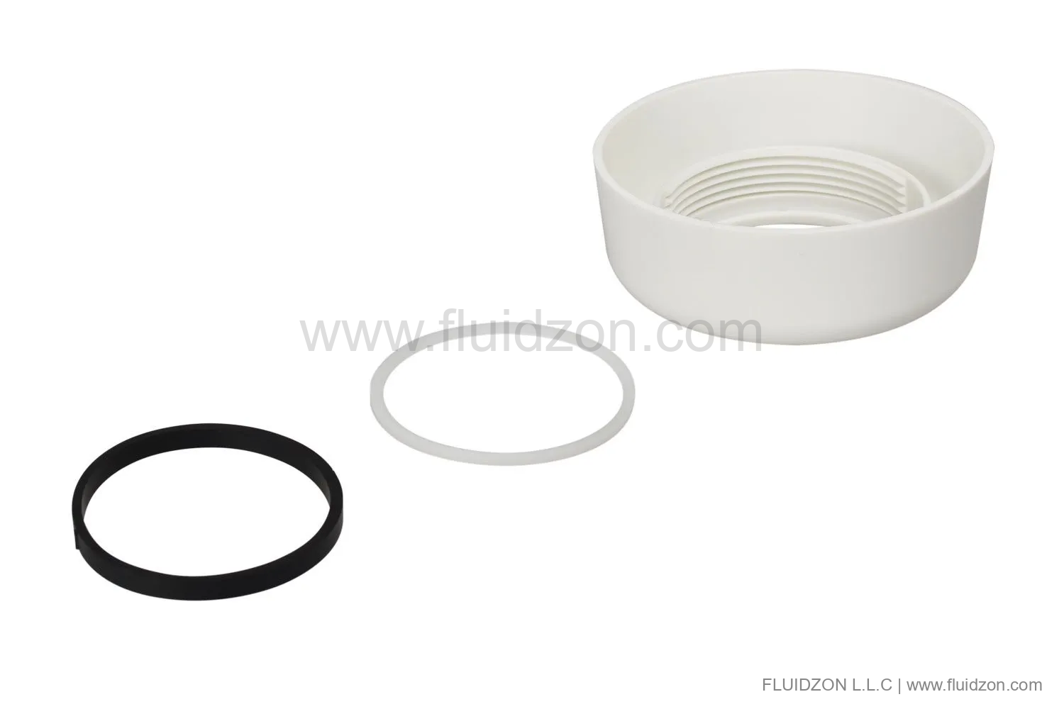 Rosette with gasket and abrasive ring, white